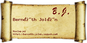 Bernáth Jolán névjegykártya