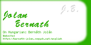 jolan bernath business card
